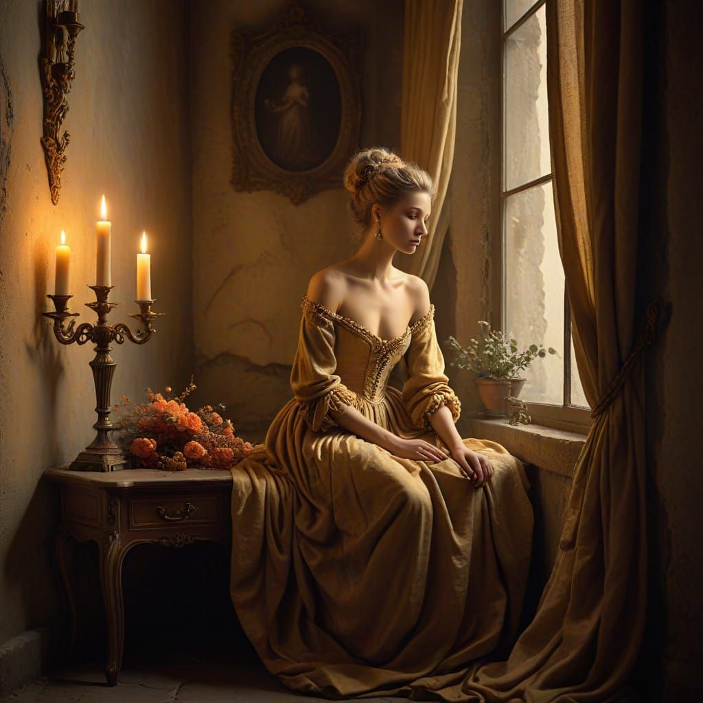 Warm Candlelight Scene in a Dreamy, Ethereal Atmosphere