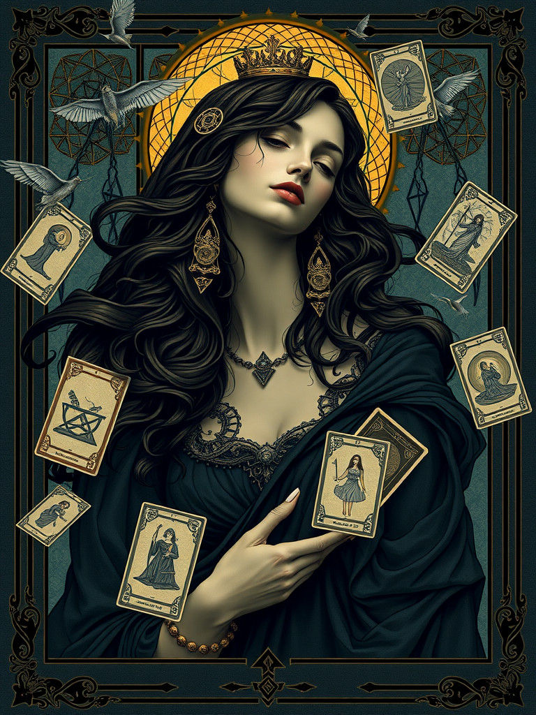 Tarot Card Portrait in Art Nouveau Style