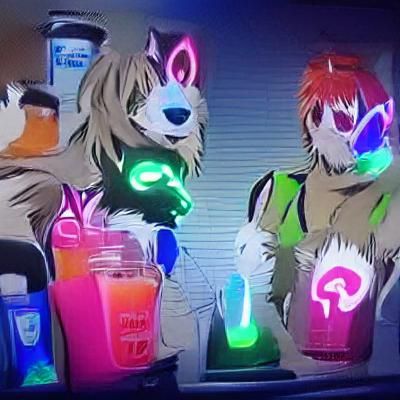 Anime Furries in a Blender with Neon Glow