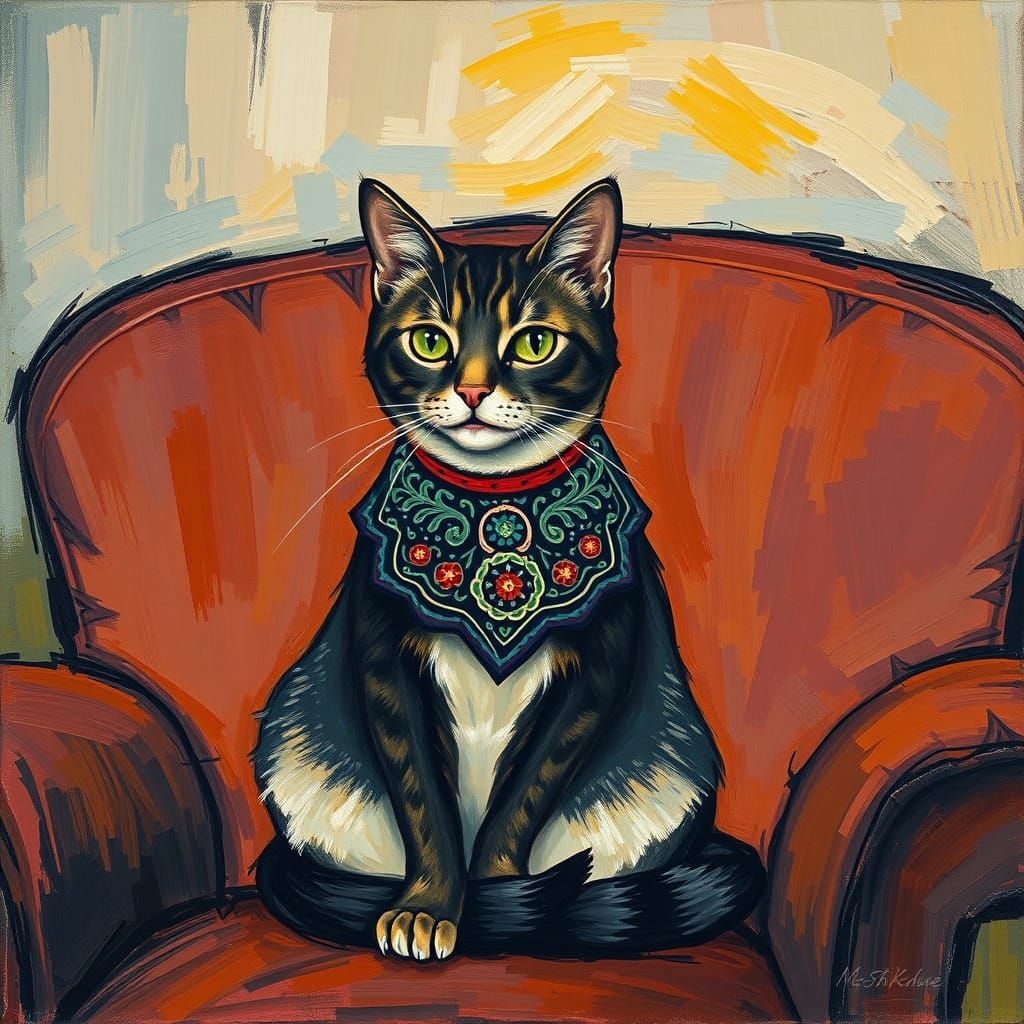 Cat Portrait in Expressionist Style