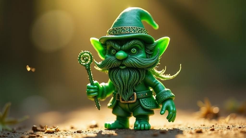 Emerald Leprechaun Figurine with Dynamic Lighting