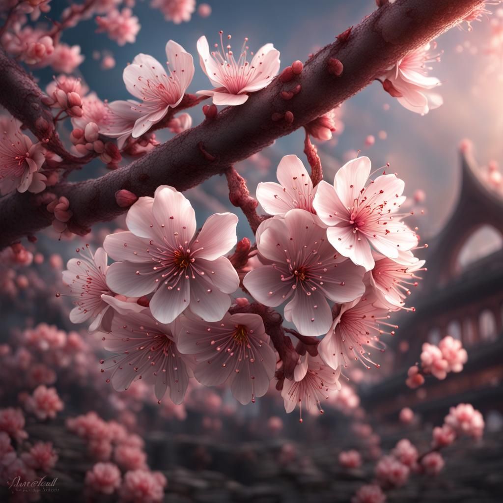 Hyperrealistic Sakura Flower Logo in 8k Resolution