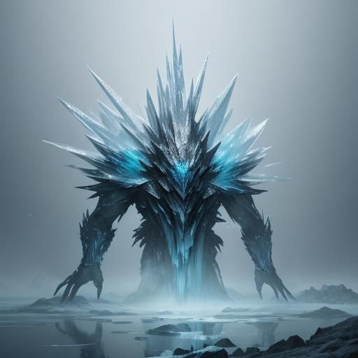 Mystical Ice Creature in a Fantasy Landscape