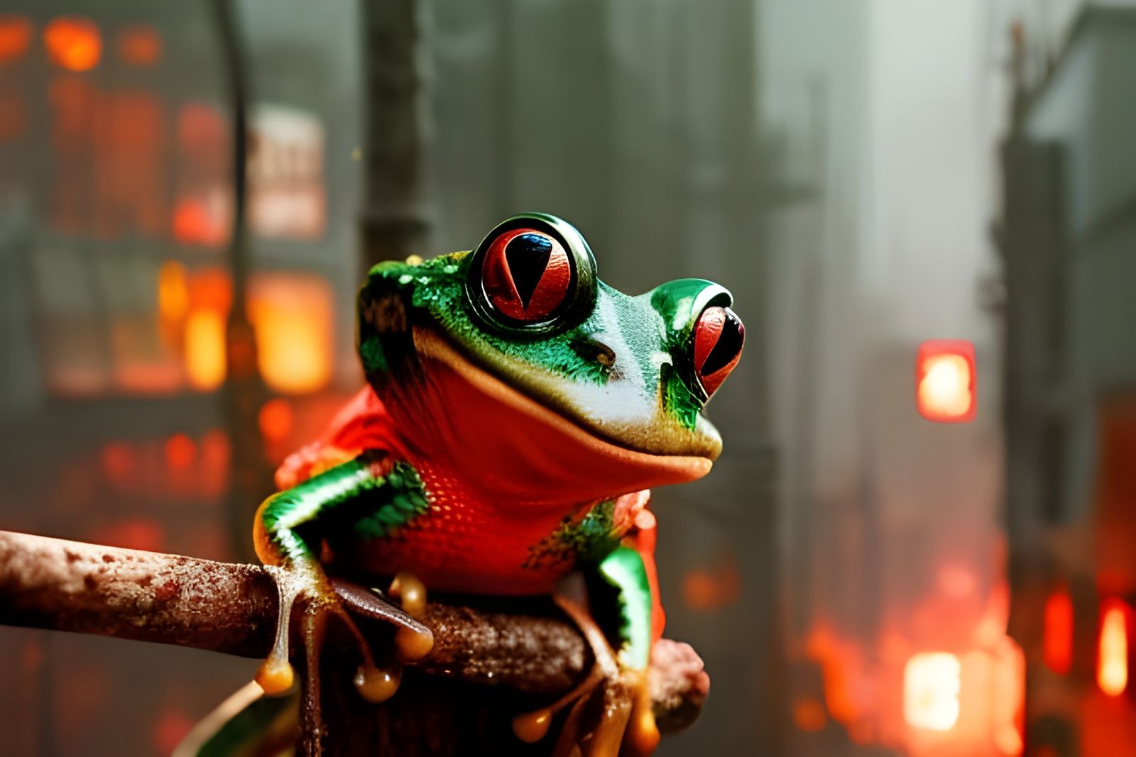 Sinister Frog in Dystopian Landscape, Fine Art