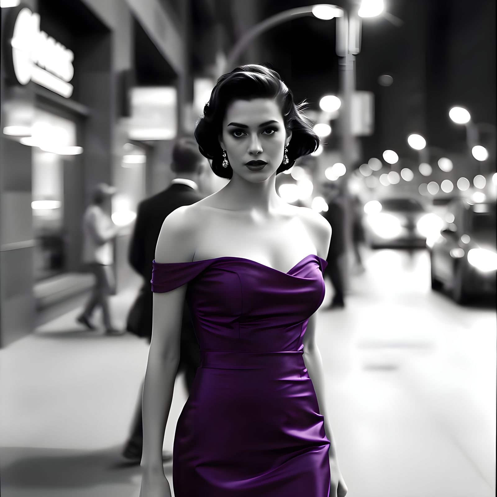 Elegant Woman in Noir Street Photography Style