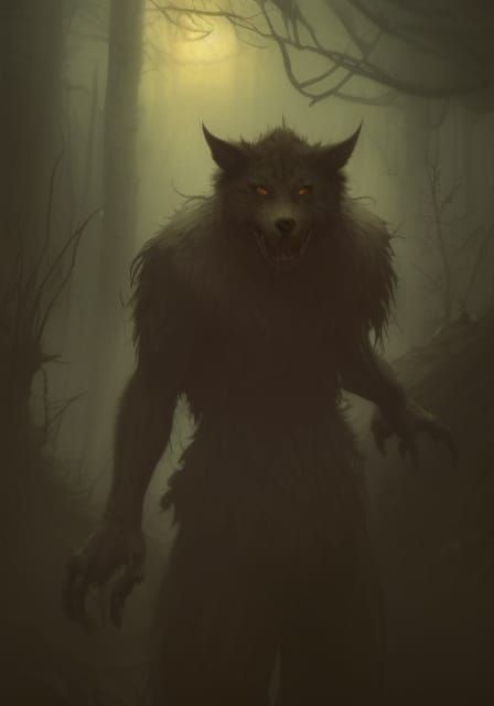 Eerie Werewolf Portrait in Hyperdetailed Digital Art