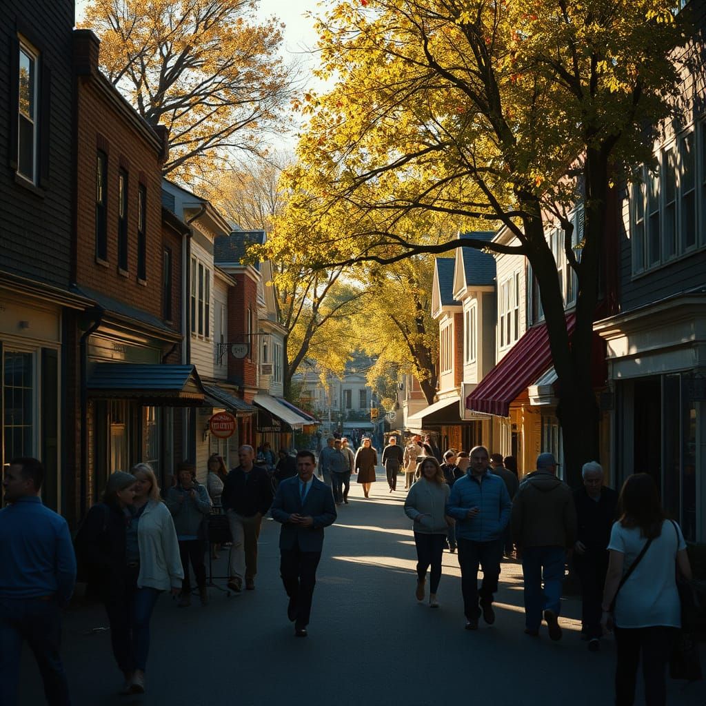 Autumn in a Quaint New England Town