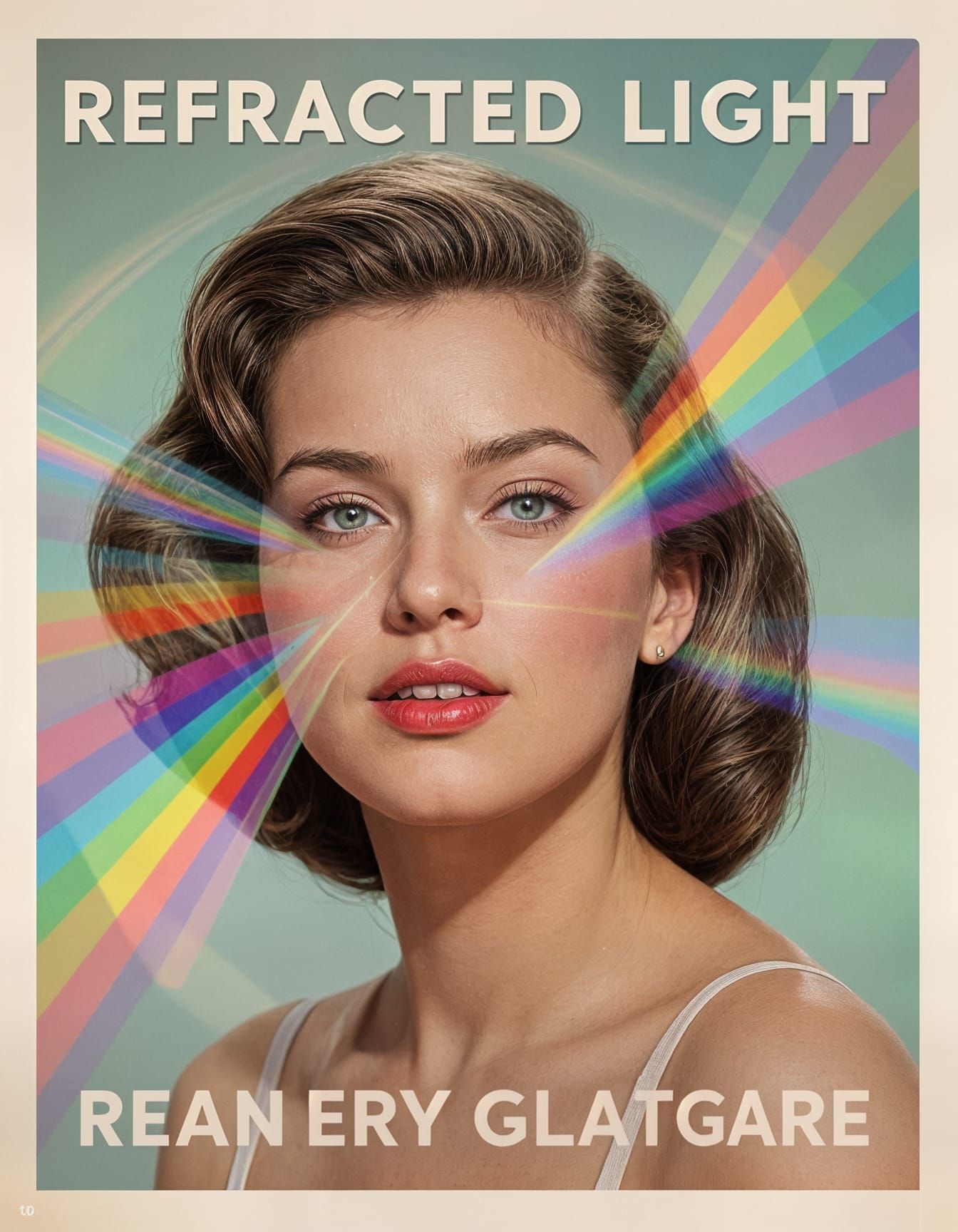 Vintage Pin-up with Prism Refraction Overlay