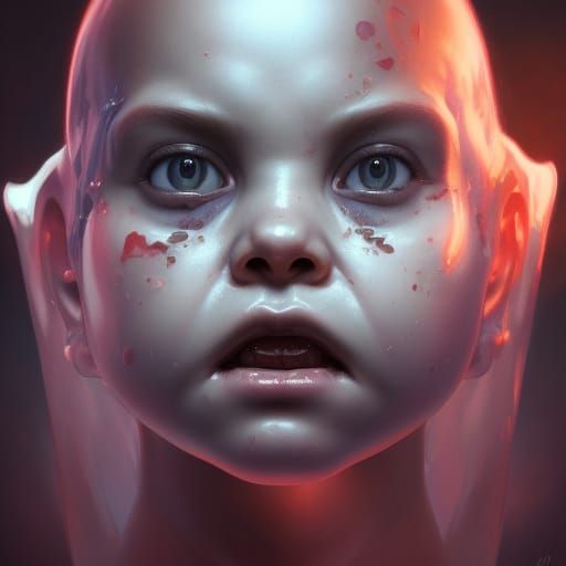 Hyperdetailed Portrait of a Demon Baby