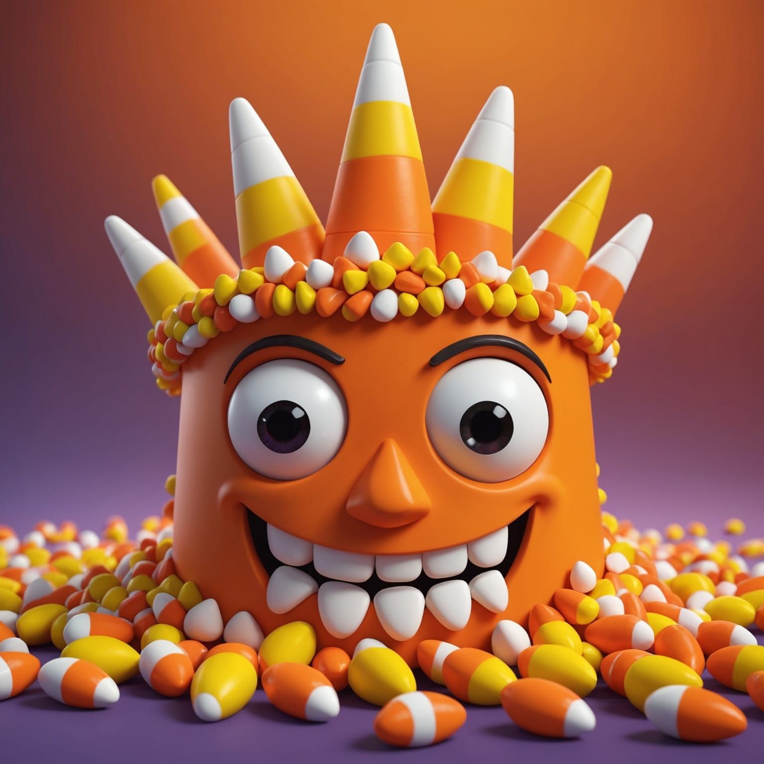 Candy Corn Crown: Pixar Style 3D Digital Art