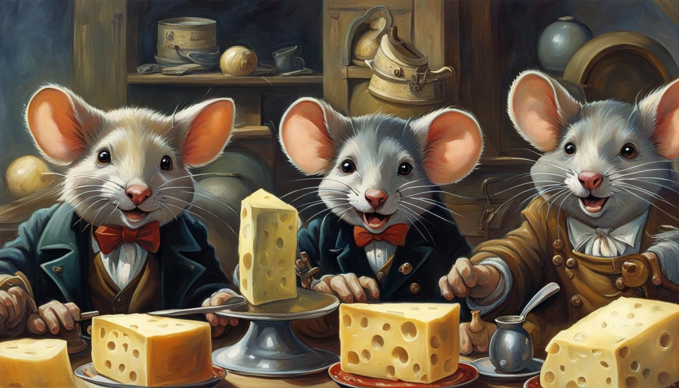 Wir sind Gizmo, Krümel, Lumpi, wir essen gerne Käse