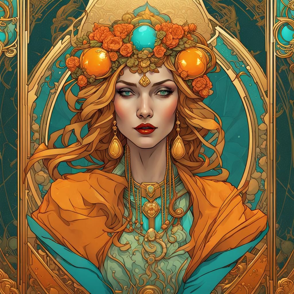 The Empress Tarot Card in Art Deco Pop Art