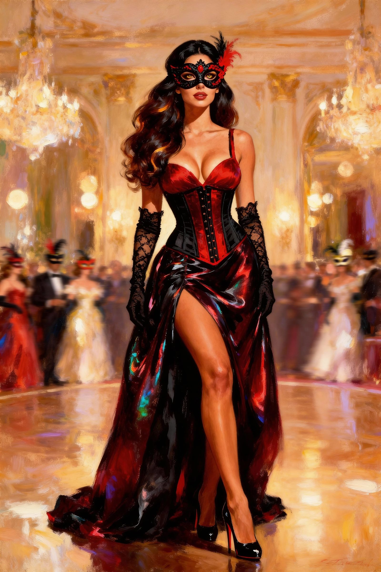 Elegant Woman in Oil Painting Style of Jose Royo