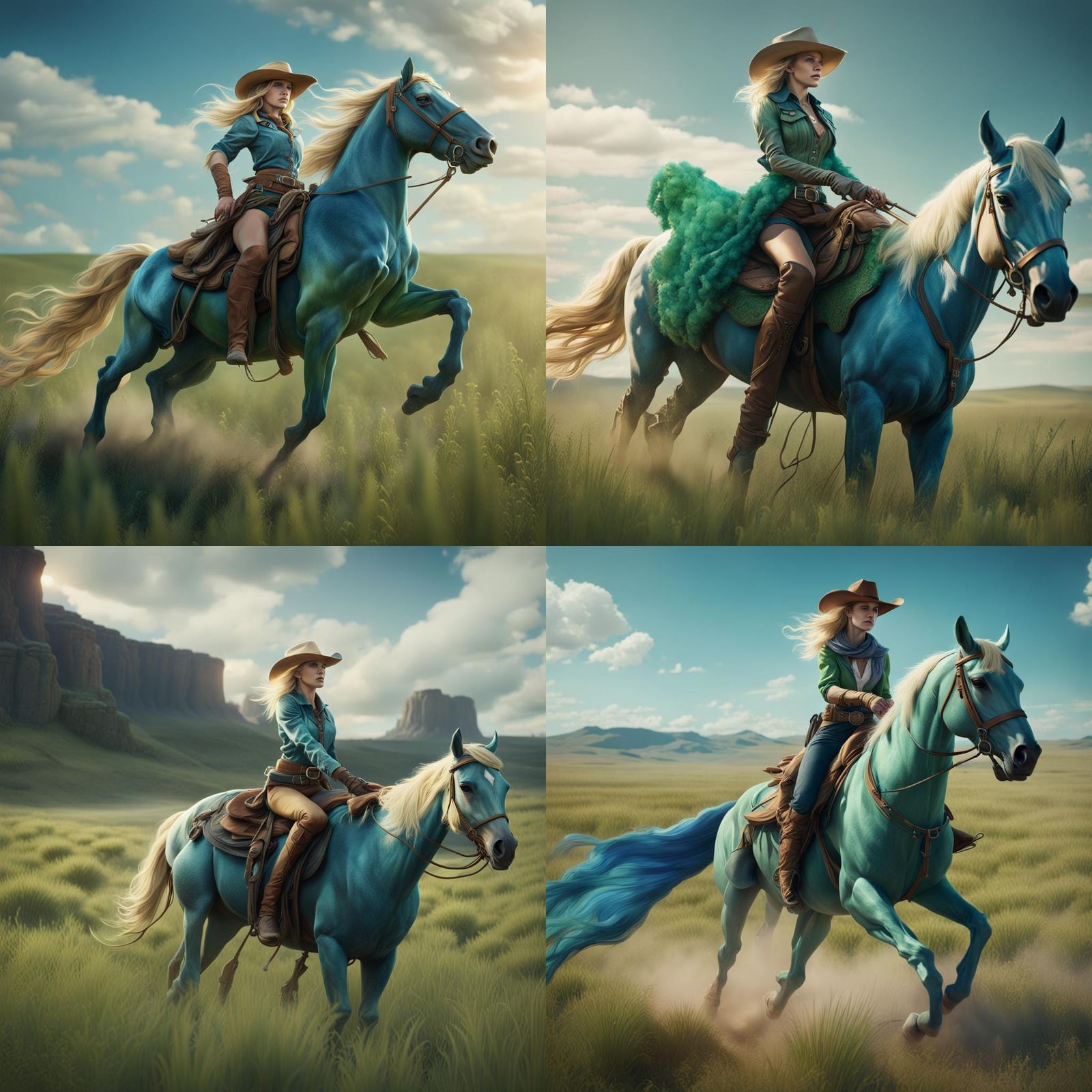 Cowgirl on a Colorful Horse: Matte Painting