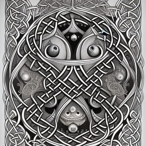 Ying-Yang Celtic Knot in Maximalist Style