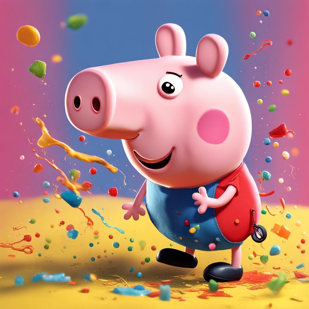 Hyperrealistic Peppa Pig Splash Art