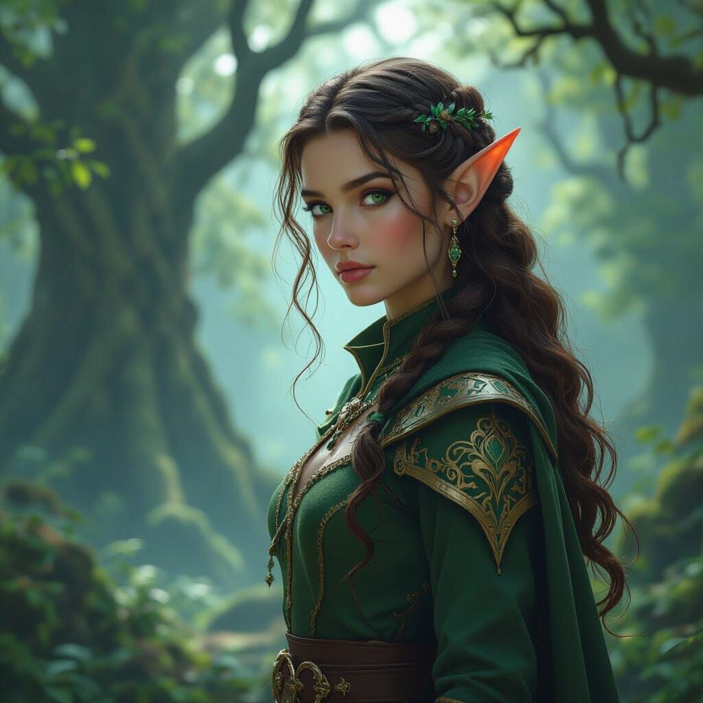 Enchanting Elf Mage in Mystical Forest