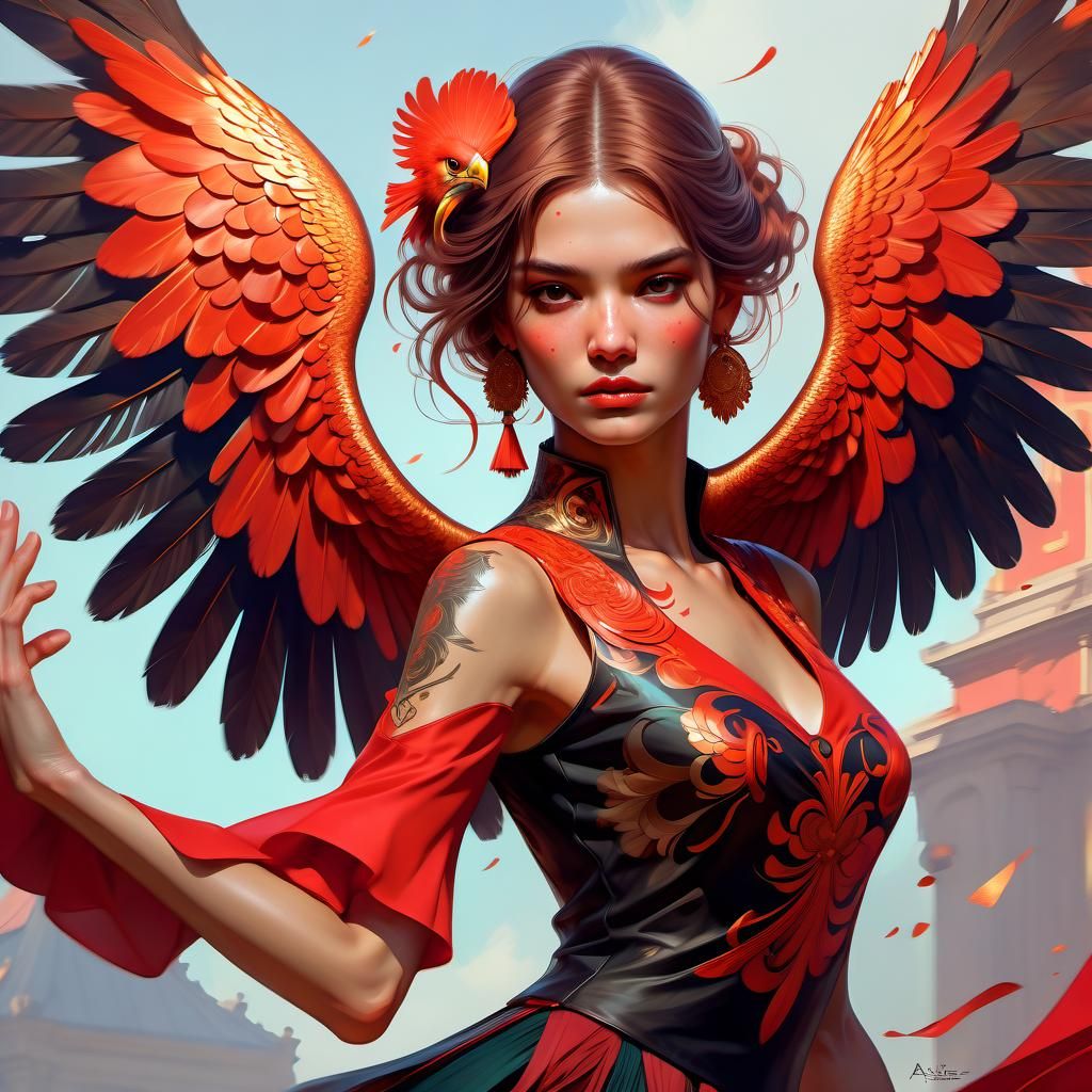 Flamenco Phoenix Tattoo Art Portrait