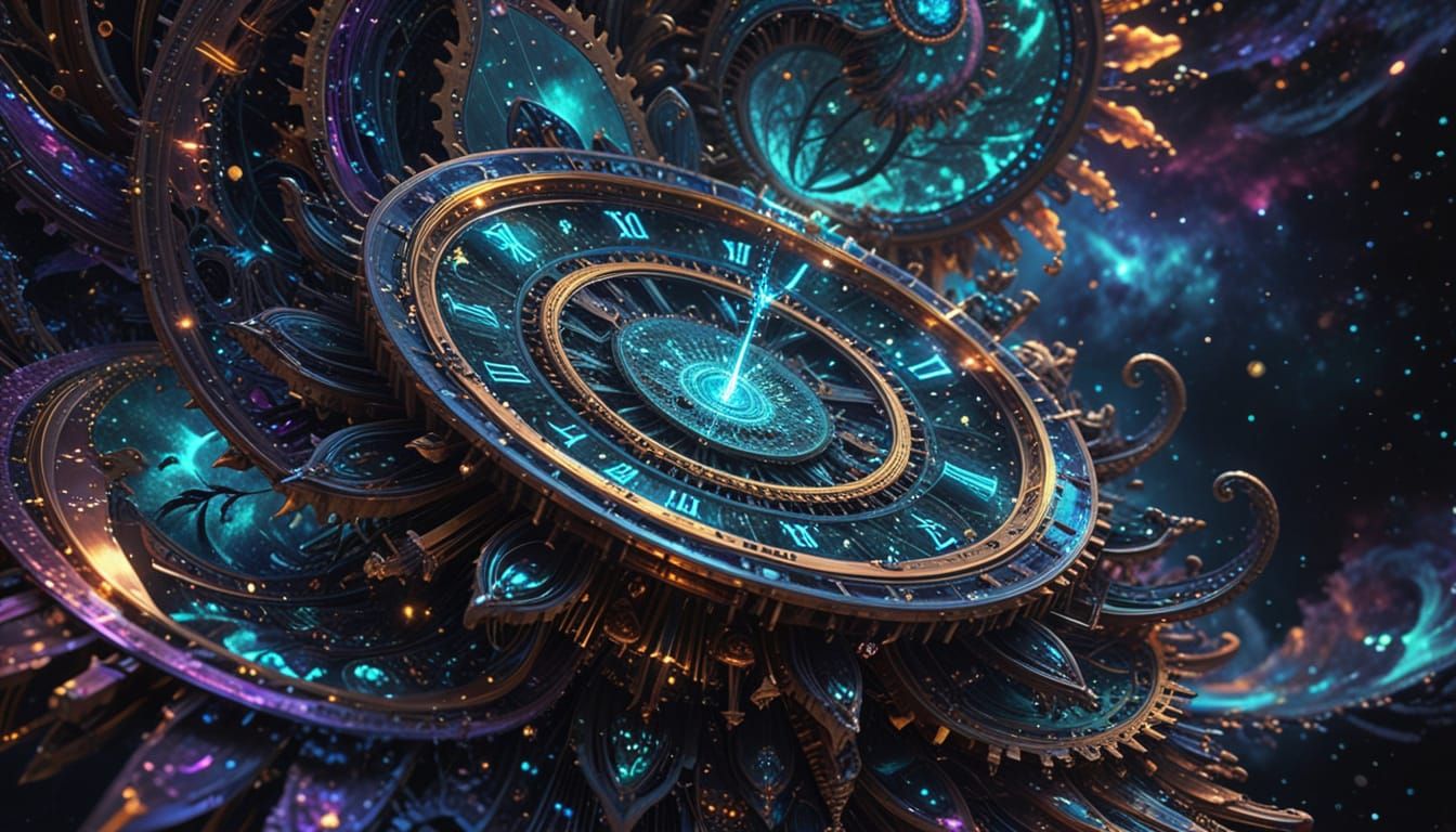 Cosmic Fusion: Organic Meets Mechanical in Astral Art