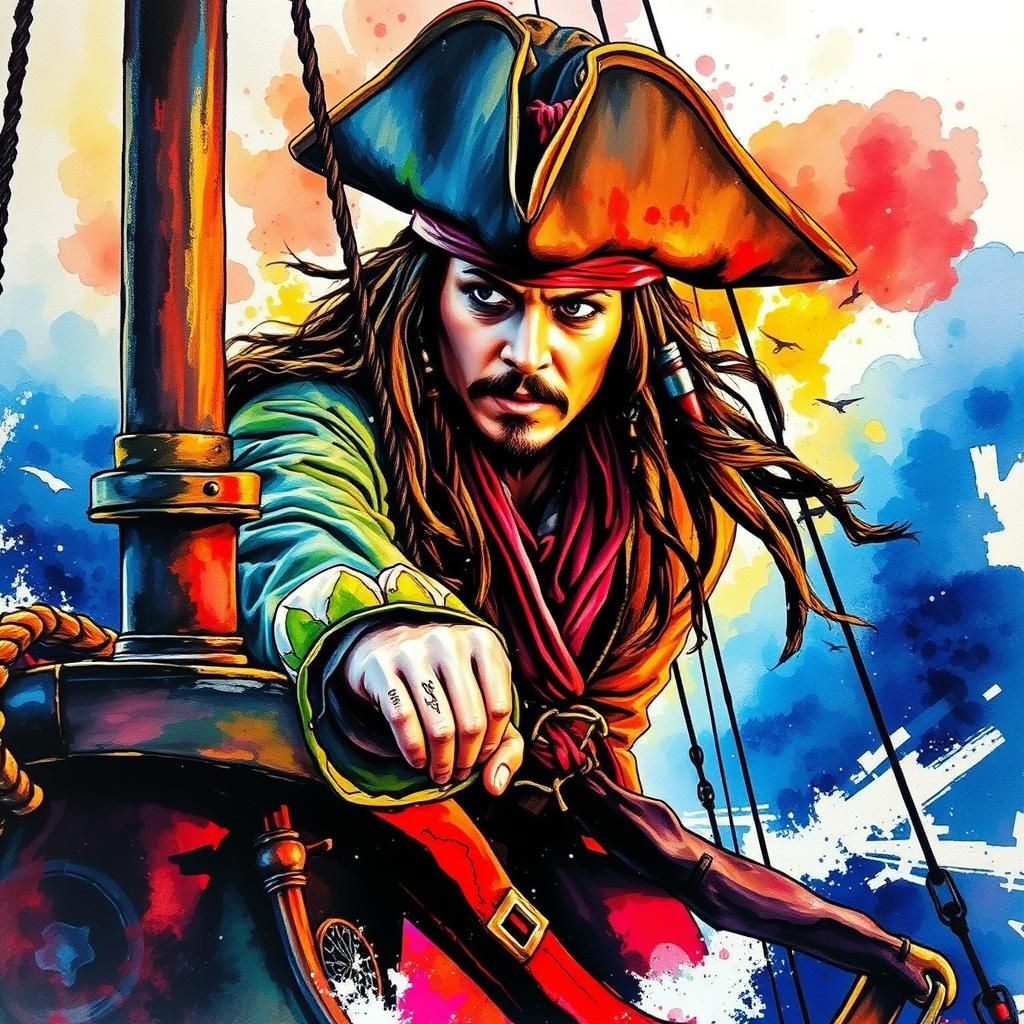 Captain Jack Sparrow in Vibrant Alcohol Ink