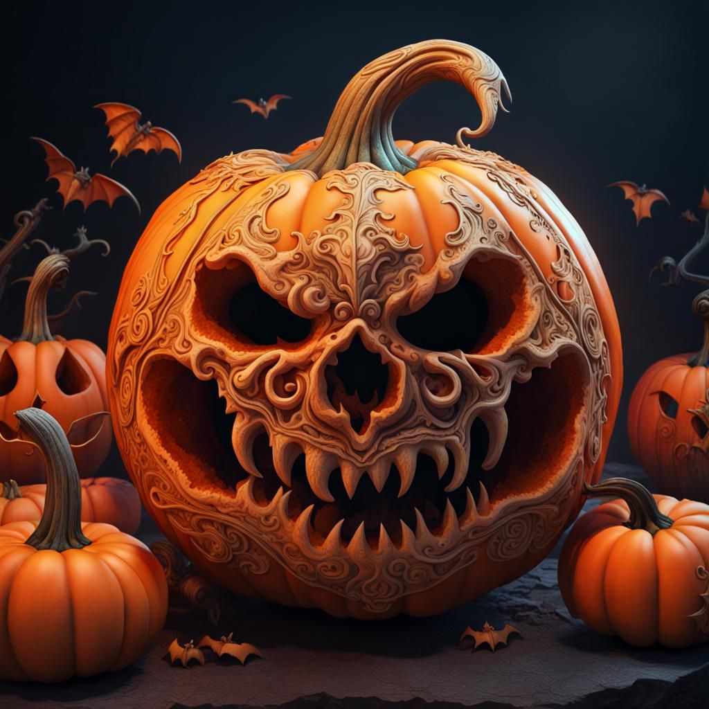 Halloween Pumpkin Carving with Gargoyles and Bats