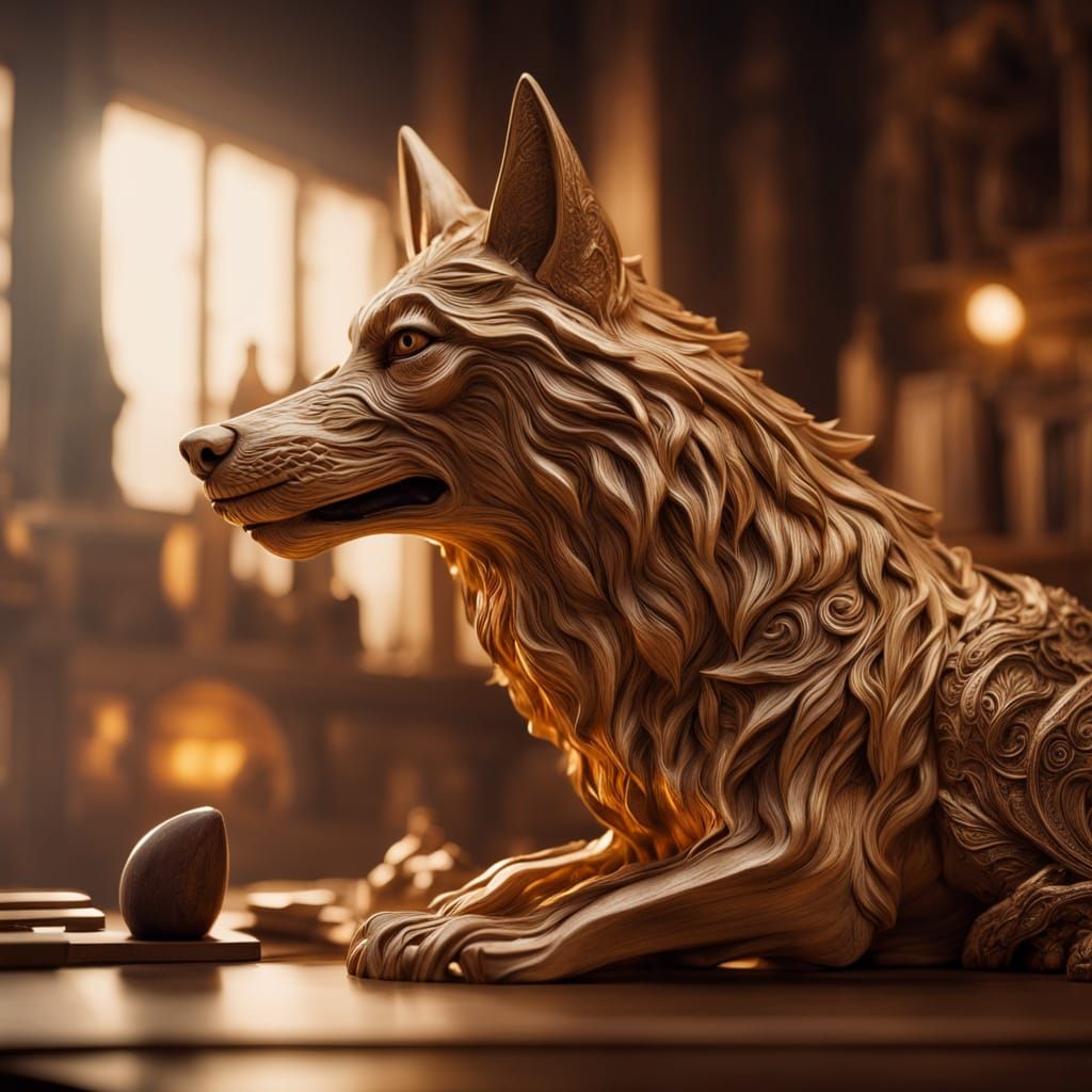 Carved wolf