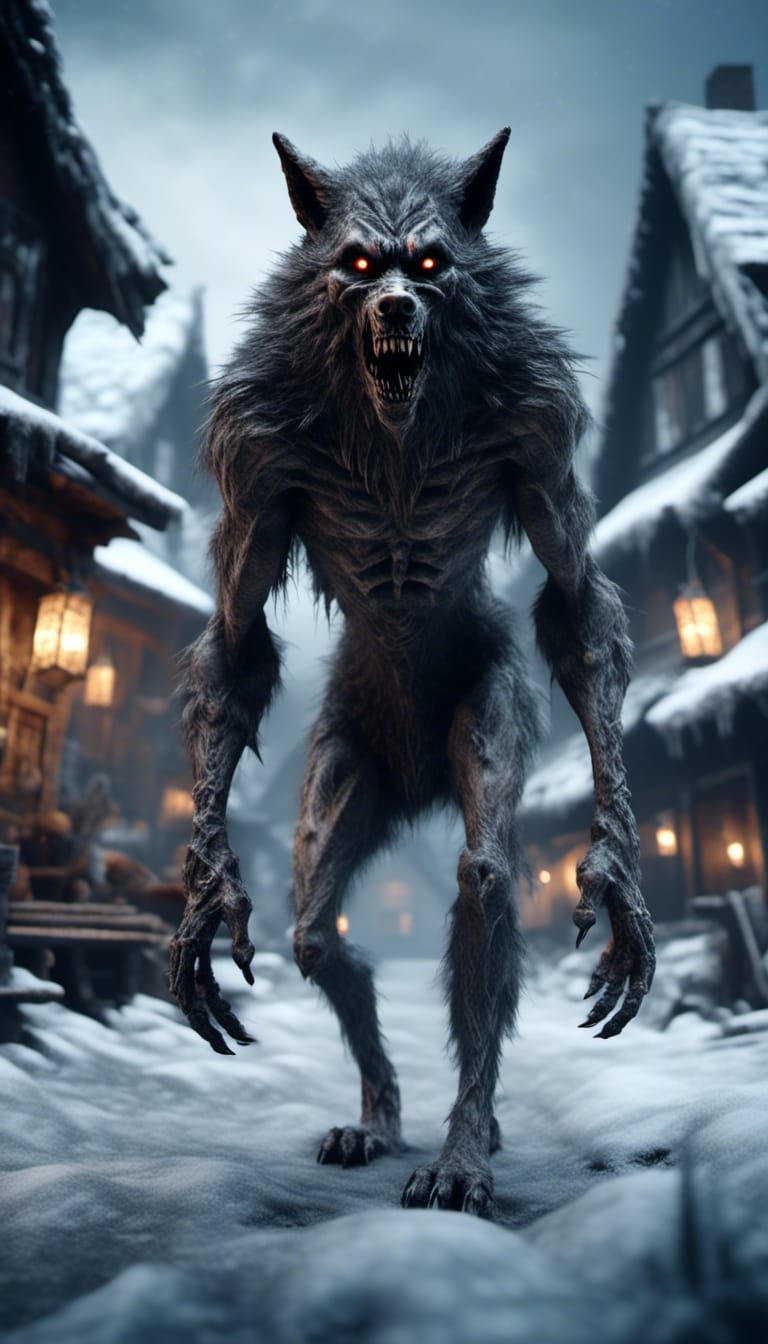 Werewolf in Winter Village Concept Art