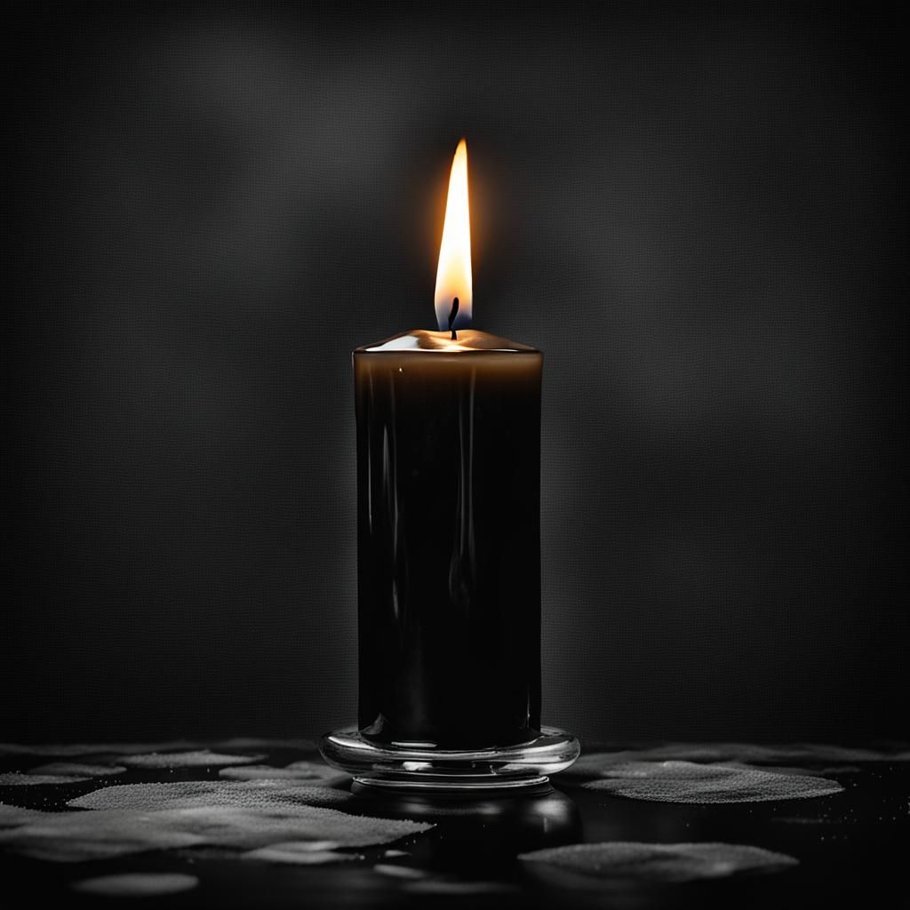 Mourning Candle Flame in Smoky Darkness
