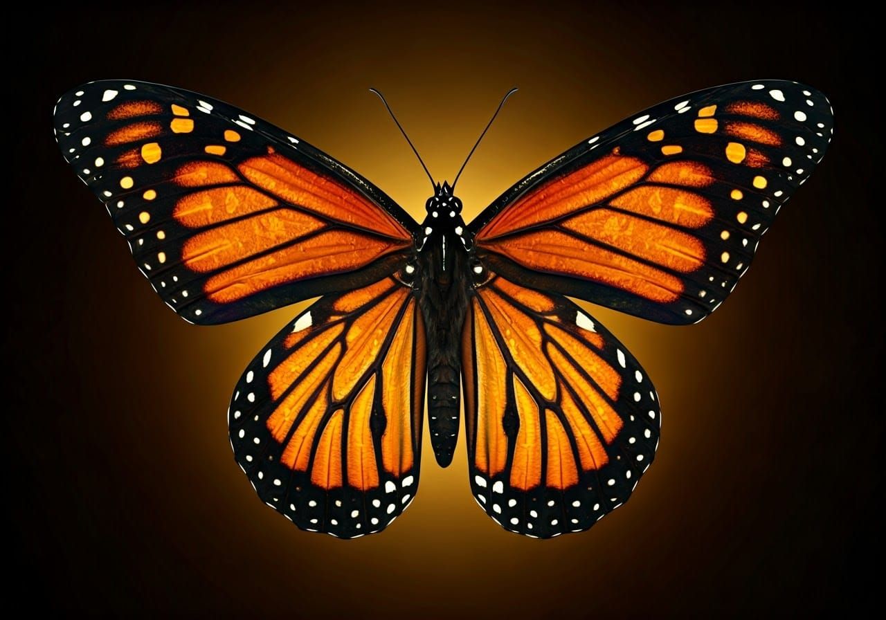 Monarch Butterfly with Halloween Pattern, Hyperrealistic Spl...