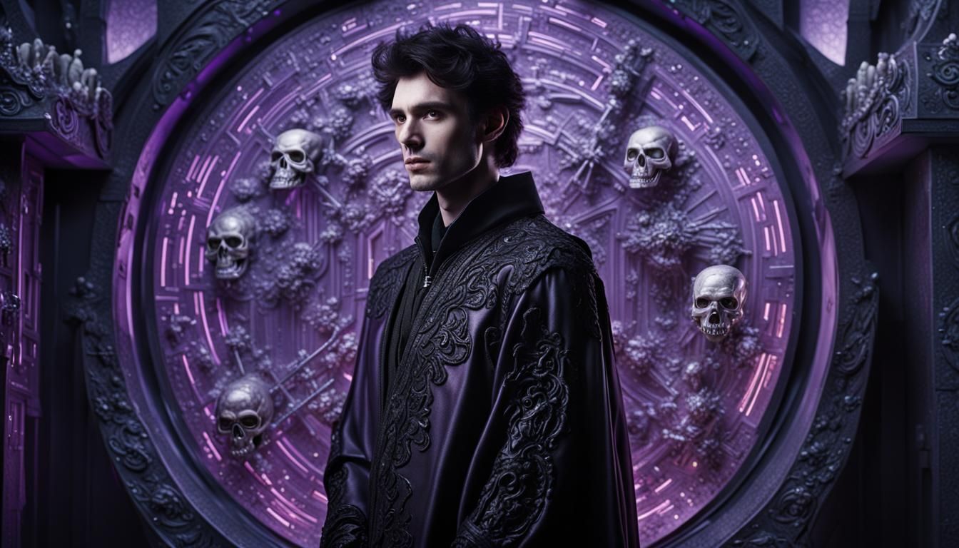 Futuristic Necromancer in Hyperrealistic Sci-Fi Style