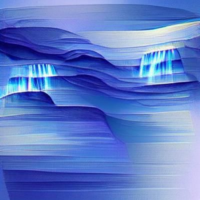Blue Gradient Waterfall: Serene Minimalist Nature