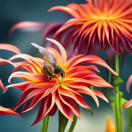 Vibrant Bees in a Stunning Dahlia Garden