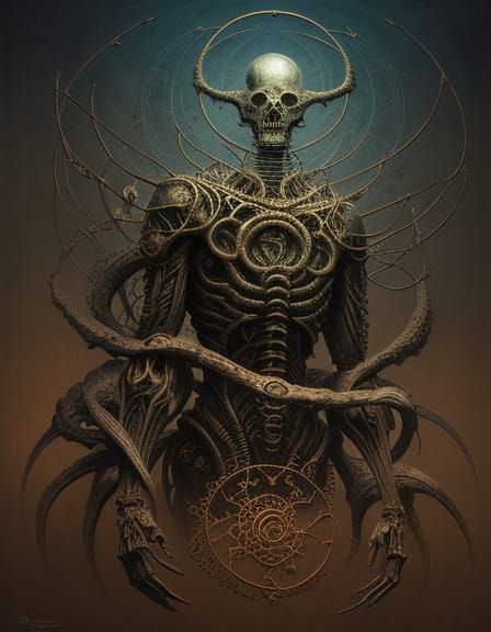 A Mysterious Alchemical Figure in a Dreamlike Landscape