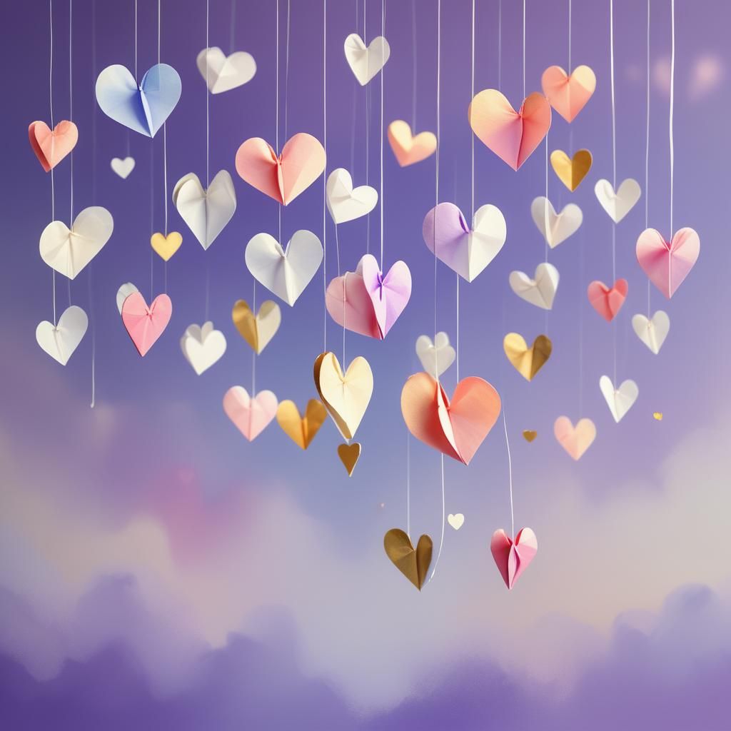 Romantic Digital Illustration with Hearts and Pastel Colors