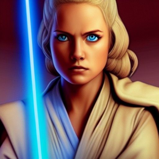 Blonde Female Jedi Knight in Star Wars