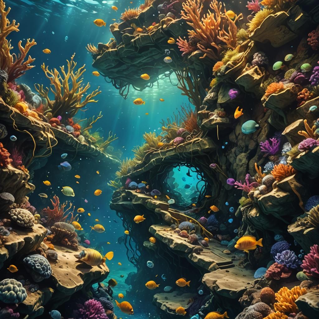 Glowing Ocean Marvels in Hyperrealistic Splash Art