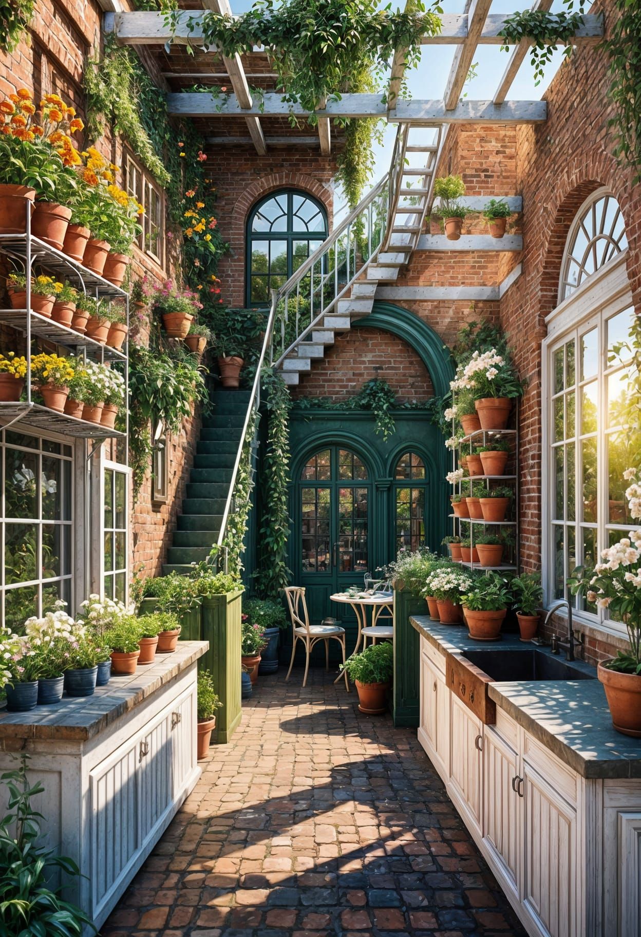Vibrant Hanging Gardens of Babylon in Realistic Detail