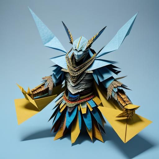 Origami Shaman Papercraft in 8K Resolution