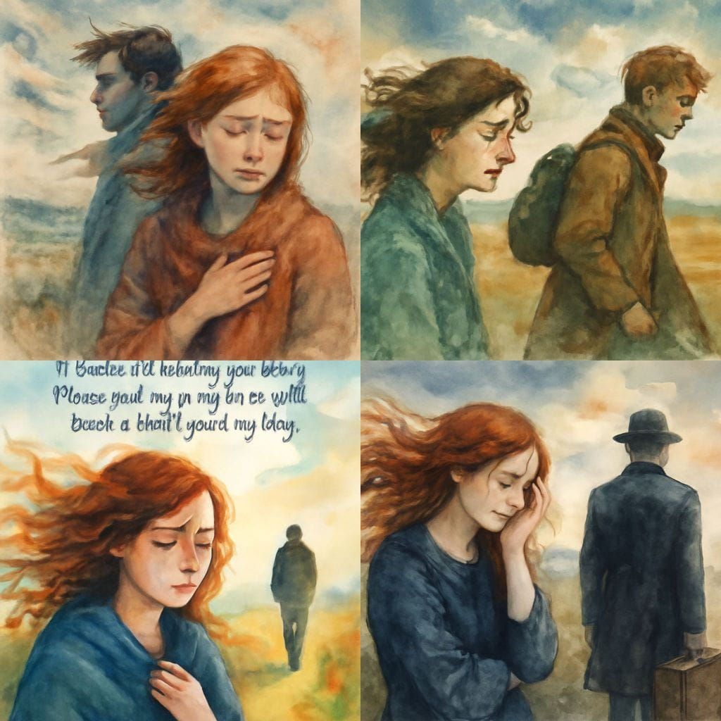 Melancholic Departure: A Watercolor Elegy of Farewell