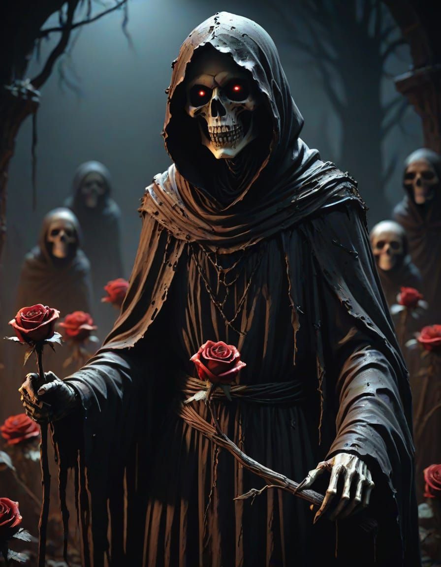 Morbid Claymation Grim Reaper with Sheepish Grin