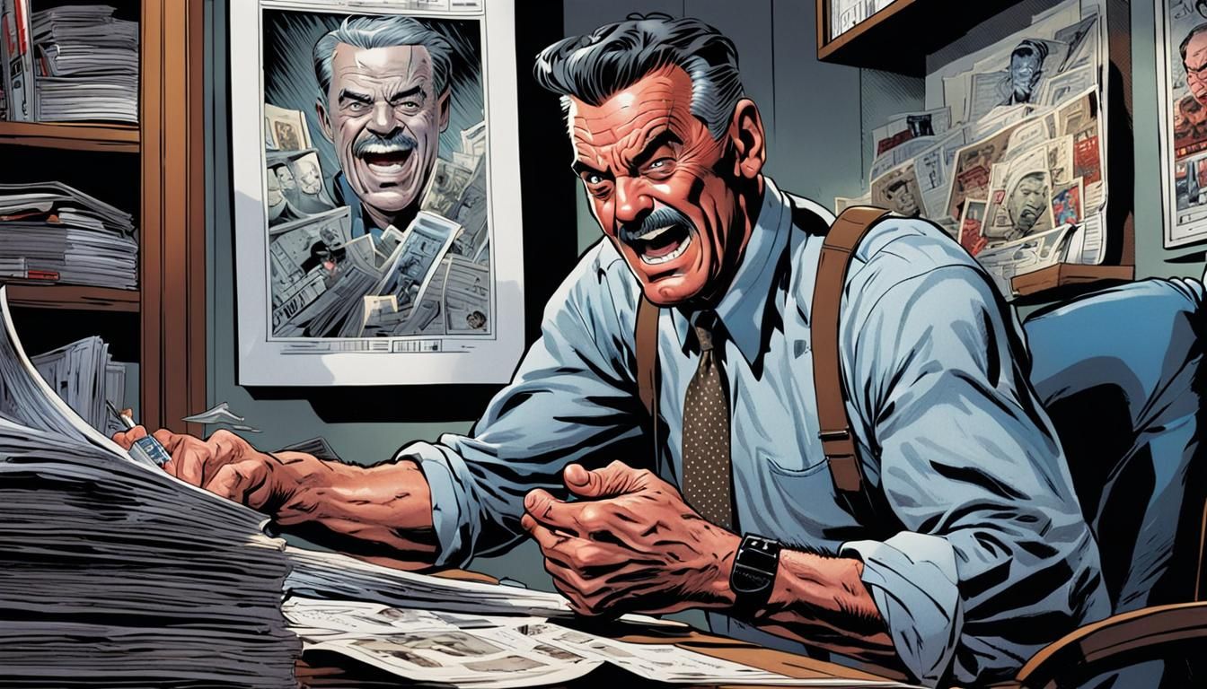 J Jonah Jameson's Rage: A Comic Book Scene