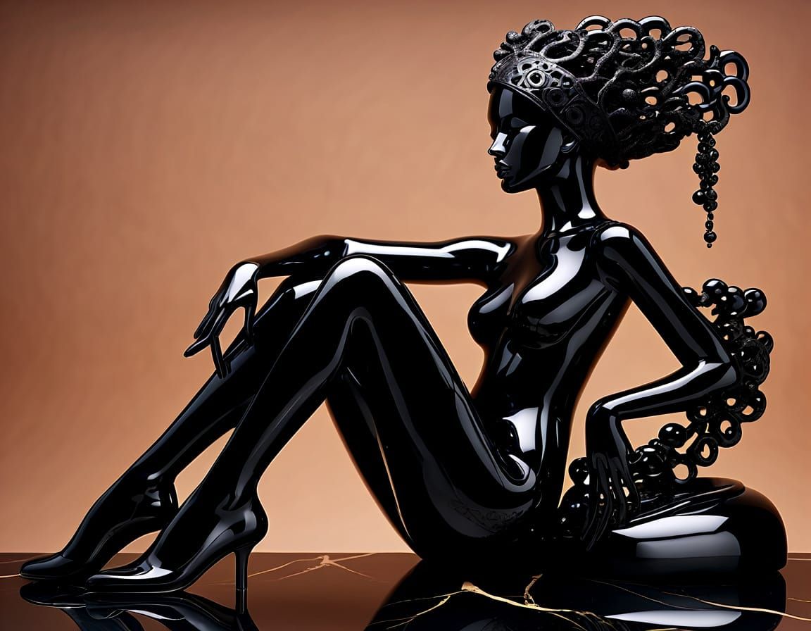 Surrealistic Digital Artwork in Black Onyx Style