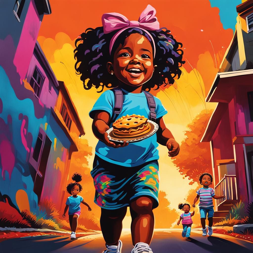 Family Welcomes Neighbors: Vibrant Street Art Illustration