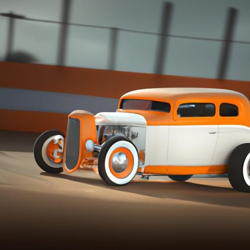 1934 Deuce Coupe Hotrod on Racetrack in 8k