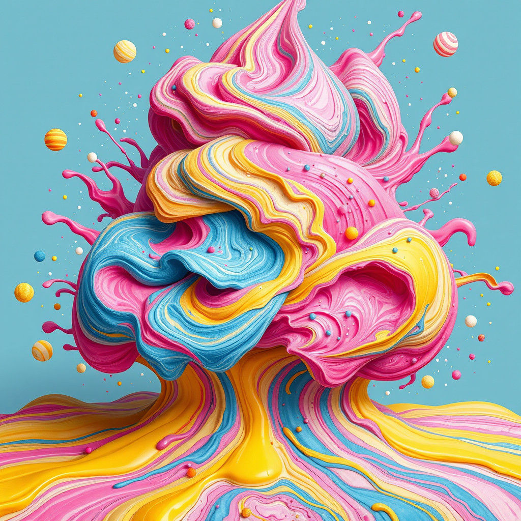 Colorful Ice Cream Explosion in Whimsical Style