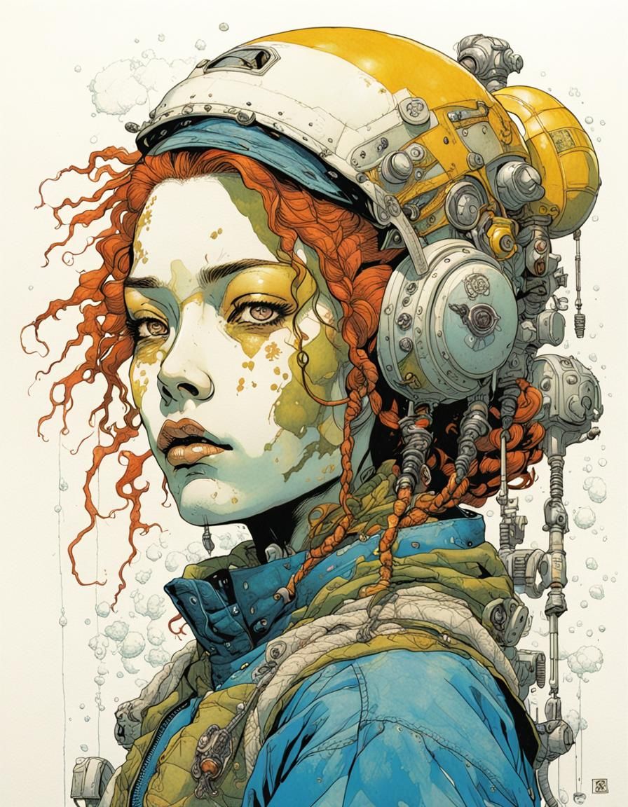 Woman in Color Block Style, Digital Art