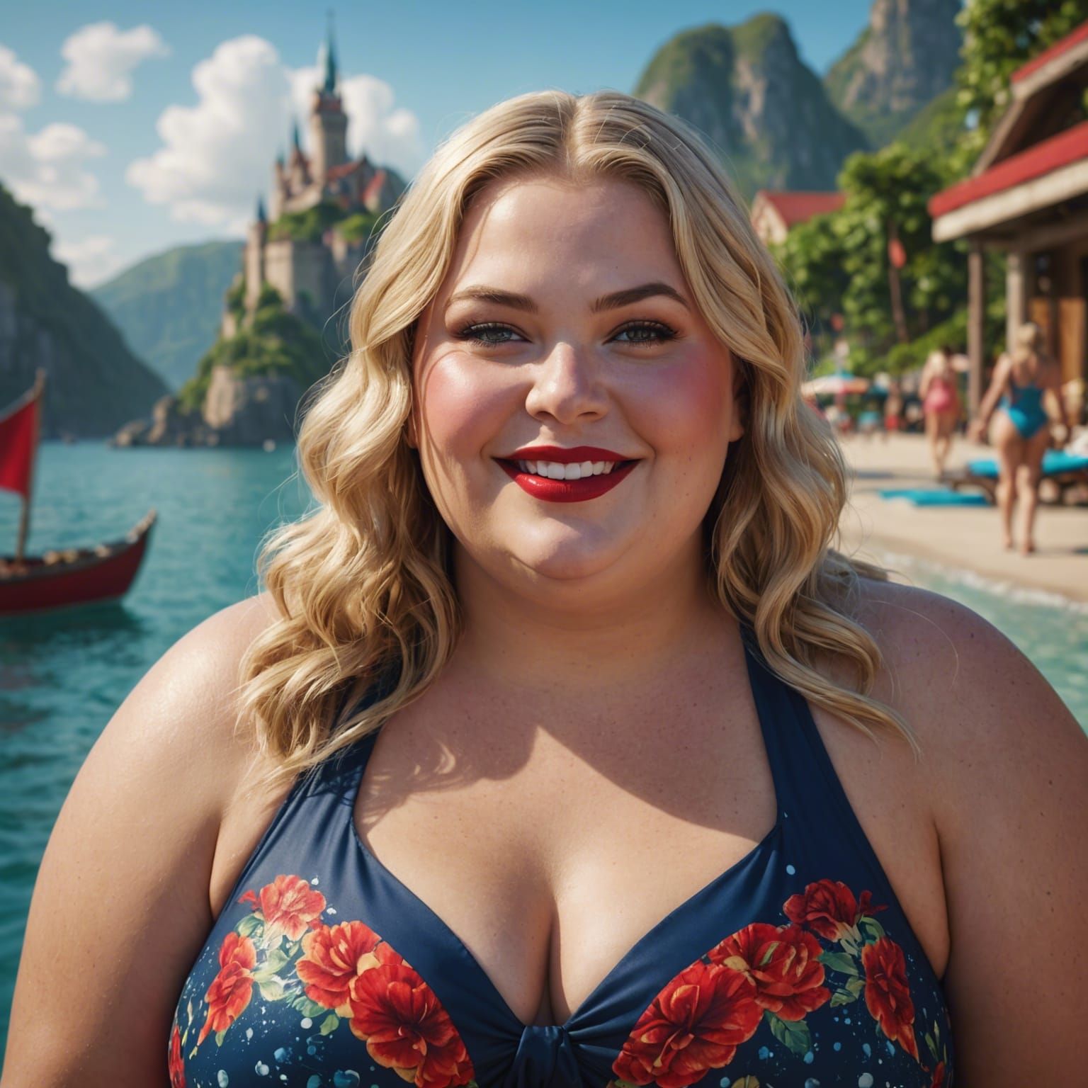 Goddess in Swimsuit: A Fantastical Portrait in Detailed Matt...