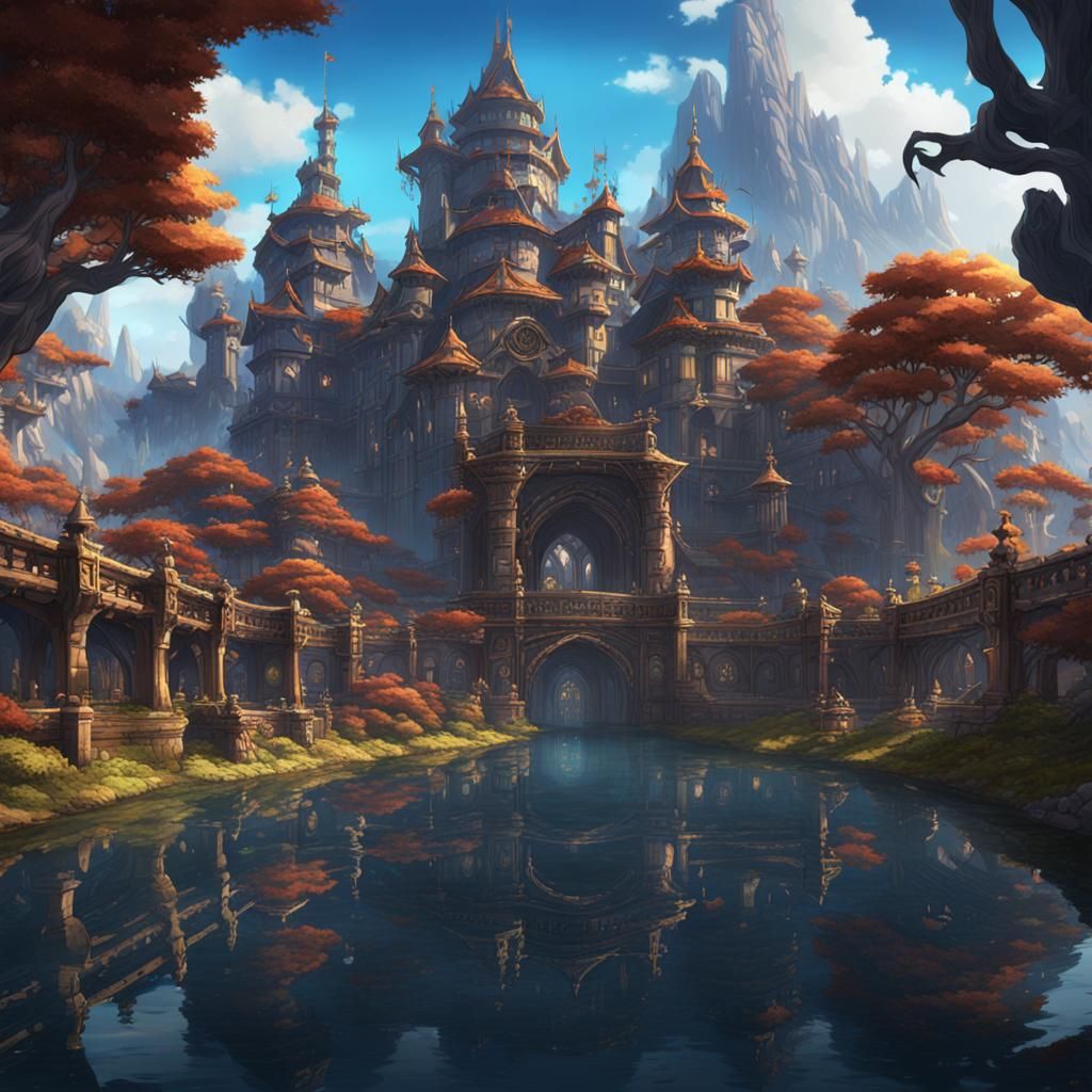 Detailed 2.5D Anime Concept Art in Deep Color