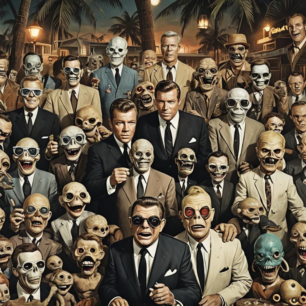 Chaotic Mobsters Meet Cyberpunk on a Tropical Beach