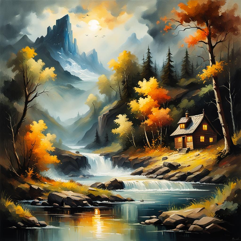 Gouache Painting in Impressionist Style